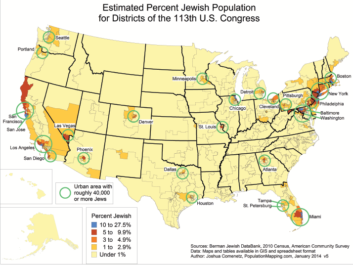Percentage of Jewish Population by Congressional District - 2014